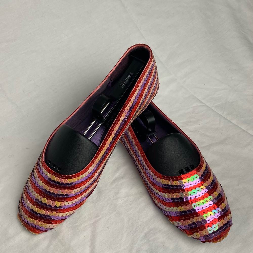 Old Navy Red and Pink Sequin Flats, Women’s Size 8